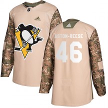 Men's Adidas Pittsburgh Penguins Zach Aston-Reese Camo Veterans Day Practice Jersey - Authentic