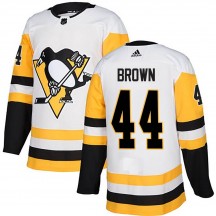 Youth Adidas Pittsburgh Penguins Rob Brown White Away Jersey - Authentic