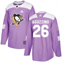 Men's Adidas Pittsburgh Penguins Andrew Agozzino Purple Fights Cancer Practice Jersey - Authentic