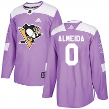 Men's Adidas Pittsburgh Penguins Justin Almeida Purple Fights Cancer Practice Jersey - Authentic