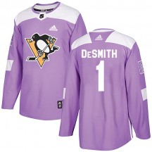 Men's Adidas Pittsburgh Penguins Casey DeSmith Purple Fights Cancer Practice Jersey - Authentic