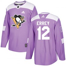 Men's Adidas Pittsburgh Penguins Bob Errey Purple Fights Cancer Practice Jersey - Authentic