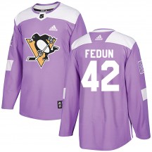 Men's Adidas Pittsburgh Penguins Taylor Fedun Purple Fights Cancer Practice Jersey - Authentic