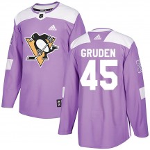 Men's Adidas Pittsburgh Penguins Jonathan Gruden Purple Fights Cancer Practice Jersey - Authentic