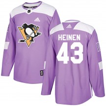 Men's Adidas Pittsburgh Penguins Danton Heinen Purple Fights Cancer Practice Jersey - Authentic