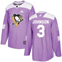 Men's Adidas Pittsburgh Penguins Jack Johnson Purple Fights Cancer Practice Jersey - Authentic