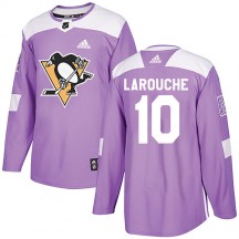 Men's Adidas Pittsburgh Penguins Pierre Larouche Purple Fights Cancer Practice Jersey - Authentic