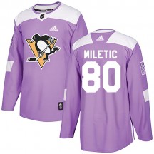 Men's Adidas Pittsburgh Penguins Sam Miletic Purple Fights Cancer Practice Jersey - Authentic