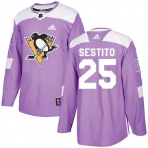 Men's Adidas Pittsburgh Penguins Tom Sestito Purple Fights Cancer Practice Jersey - Authentic
