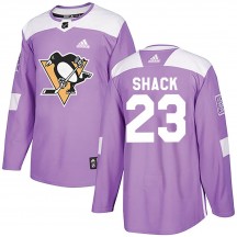 Men's Adidas Pittsburgh Penguins Eddie Shack Purple Fights Cancer Practice Jersey - Authentic