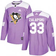 Men's Adidas Pittsburgh Penguins Zarley Zalapski Purple Fights Cancer Practice Jersey - Authentic