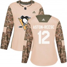Women's Adidas Pittsburgh Penguins Zach Aston-Reese Camo Veterans Day Practice Jersey - Authentic