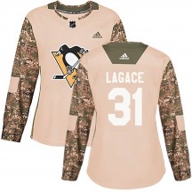 Women's Adidas Pittsburgh Penguins Maxime Lagace Camo Veterans Day Practice Jersey - Authentic