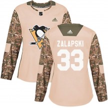 Women's Adidas Pittsburgh Penguins Zarley Zalapski Camo Veterans Day Practice Jersey - Authentic
