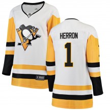 Women's Fanatics Branded Pittsburgh Penguins Denis Herron White Away Jersey - Breakaway