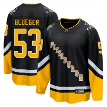 Youth Fanatics Branded Pittsburgh Penguins Teddy Blueger Blue Black 2021/22 Alternate Breakaway Player Jersey - Premier