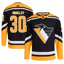 Men's Adidas Pittsburgh Penguins Les Binkley Black Reverse Retro 2.0 Jersey - Authentic