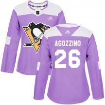 Women's Adidas Pittsburgh Penguins Andrew Agozzino Purple Fights Cancer Practice Jersey - Authentic