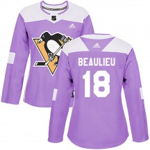 Women's Adidas Pittsburgh Penguins Nathan Beaulieu Purple Fights Cancer Practice Jersey - Authentic