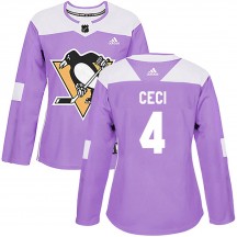 Women's Adidas Pittsburgh Penguins Cody Ceci Purple Fights Cancer Practice Jersey - Authentic