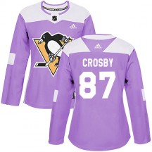 Women's Adidas Pittsburgh Penguins Sidney Crosby Purple Fights Cancer Practice Jersey - Authentic