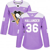 Women's Adidas Pittsburgh Penguins Filip Hallander Purple Fights Cancer Practice Jersey - Authentic