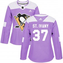Women's Adidas Pittsburgh Penguins Jack St. Ivany Purple Fights Cancer Practice Jersey - Authentic
