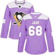Women's Adidas Pittsburgh Penguins Jaromir Jagr Purple Fights Cancer Practice Jersey - Authentic