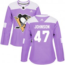 Women's Adidas Pittsburgh Penguins Adam Johnson Purple Fights Cancer Practice Jersey - Authentic