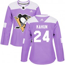 Women's Adidas Pittsburgh Penguins Dominik Kahun Purple Fights Cancer Practice Jersey - Authentic