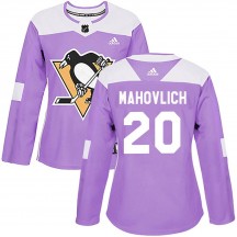Women's Adidas Pittsburgh Penguins Peter Mahovlich Purple Fights Cancer Practice Jersey - Authentic