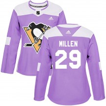 Women's Adidas Pittsburgh Penguins Greg Millen Purple Fights Cancer Practice Jersey - Authentic