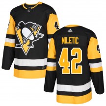 Men's Adidas Pittsburgh Penguins Sam Miletic Black Home Jersey - Authentic