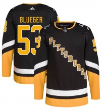 Men's Adidas Pittsburgh Penguins Teddy Blueger Blue Black 2021/22 Alternate Primegreen Pro Player Jersey - Authentic