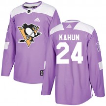 Youth Adidas Pittsburgh Penguins Dominik Kahun Purple Fights Cancer Practice Jersey - Authentic