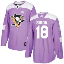 Youth Adidas Pittsburgh Penguins Dominik Simon Purple ized Fights Cancer Practice Jersey - Authentic