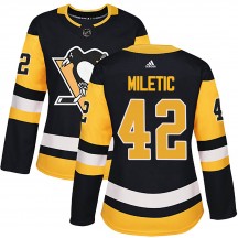 Women's Adidas Pittsburgh Penguins Sam Miletic Black Home Jersey - Authentic