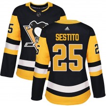 Women's Adidas Pittsburgh Penguins Tom Sestito Black Home Jersey - Authentic