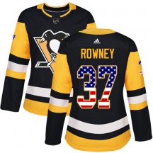 Women's Adidas Pittsburgh Penguins Carter Rowney Black USA Flag Fashion Jersey - Authentic