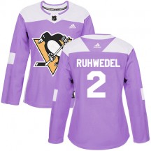 Women's Adidas Pittsburgh Penguins Chad Ruhwedel Purple Fights Cancer Practice Jersey - Authentic