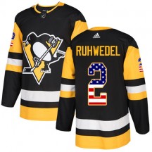 Men's Adidas Pittsburgh Penguins Chad Ruhwedel Black USA Flag Fashion Jersey - Authentic