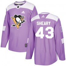 Men's Adidas Pittsburgh Penguins Conor Sheary Purple Fights Cancer Practice Jersey - Authentic