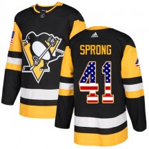 Men's Adidas Pittsburgh Penguins Daniel Sprong Black USA Flag Fashion Jersey - Authentic
