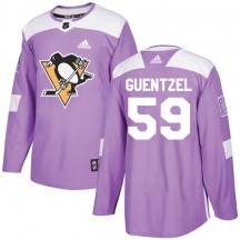 Youth Adidas Pittsburgh Penguins Jake Guentzel Purple Fights Cancer Practice Jersey - Authentic