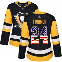 Women's Adidas Pittsburgh Penguins Jarred Tinordi Black USA Flag Fashion Jersey - Authentic