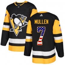 Youth Adidas Pittsburgh Penguins Joe Mullen Black USA Flag Fashion Jersey - Authentic