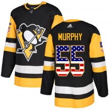 Men's Adidas Pittsburgh Penguins Larry Murphy Black USA Flag Fashion Jersey - Authentic