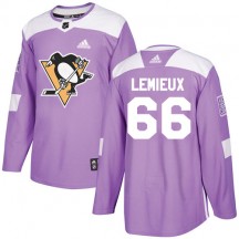 Men's Adidas Pittsburgh Penguins Mario Lemieux Purple Fights Cancer Practice Jersey - Authentic