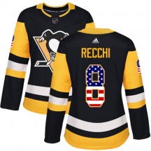 Women's Adidas Pittsburgh Penguins Mark Recchi Black USA Flag Fashion Jersey - Authentic