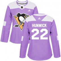 Women's Adidas Pittsburgh Penguins Matt Hunwick Purple Fights Cancer Practice Jersey - Authentic